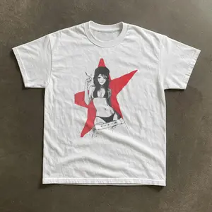 Rebel Girl Red Star Vintage T-shirt, Unisex Vintage Graphic Tees Gothic Grunge Y2k Emo Scene Amity Affliction Style Clothes Men Women Streetwear Summer