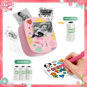 [Promoción]Mini impresora térmica de bolsillo con Bluetooth Incluye 3 rollos de etiquetas Impresora compacta sin tinta para fotos, apuntes de estudio, listas, recordatorios y diarios El regalo de cumpleaños ideal para niños y niñas
