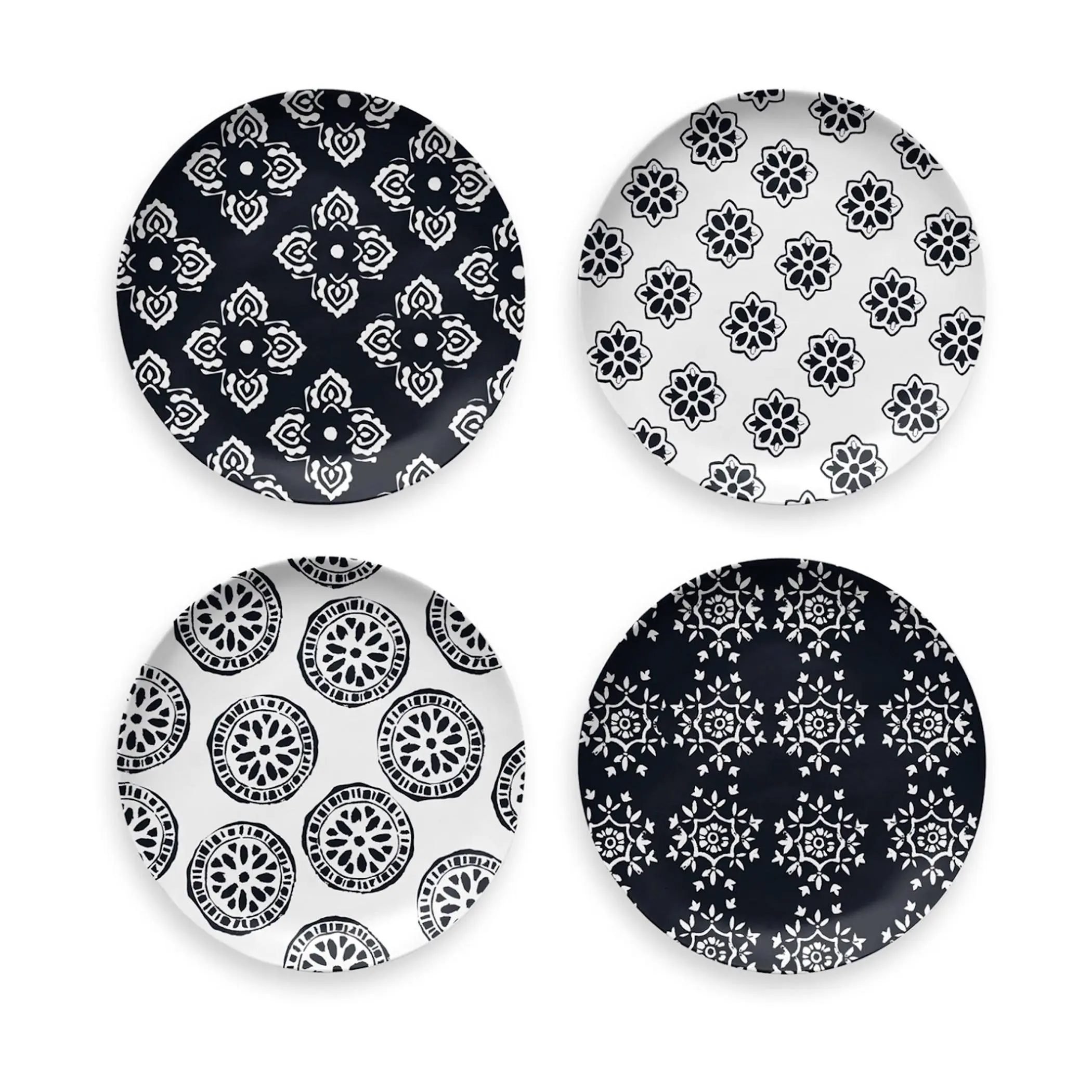 TarHong Planta Set of 4 Black Medallion Salad Plates