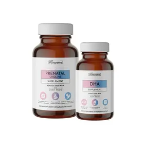 Just Ingredients Prenatal & Postnatal + DHA Supplement 2 Bottles 1 of Each with Choline & Plant-Based DHA for Fetal Development