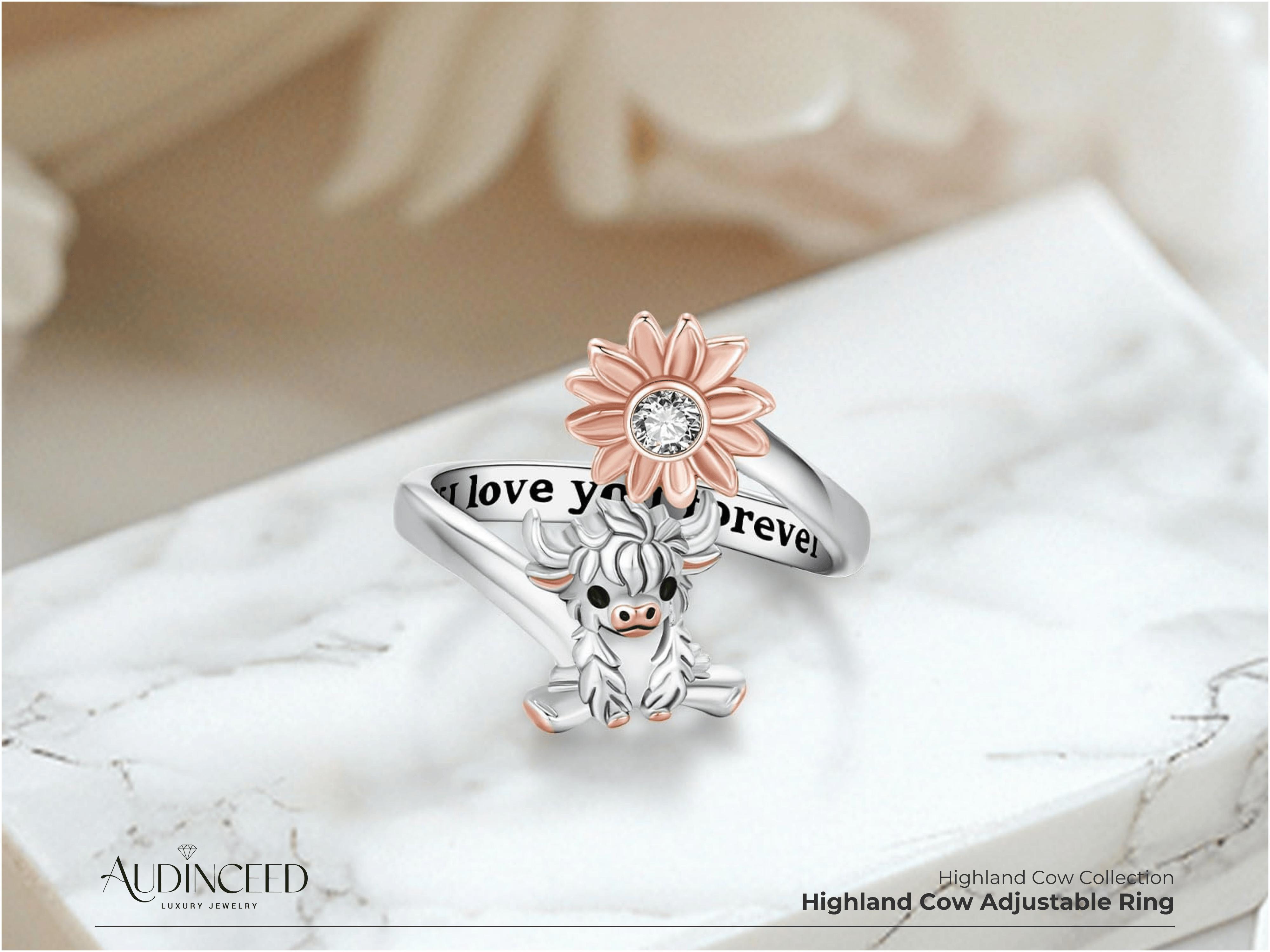 Audinceed Highland Cow Adjustable Ring, S925 Sterling Luxury Silver Adjustable Ring Vintage Charming Cute Affordable Jewelry Silver Ring Anniversary Birthday Gift for Girlfriend Woman Female Wife Audinceed Highland Cow Adjustable Ring, S925 Sterling Luxury Silver Adjustable Ring Vintage Charming Cute Affordable Jewelry Silver Ring Anniversary Birthday Gift for Girlfriend Woman Female Wife