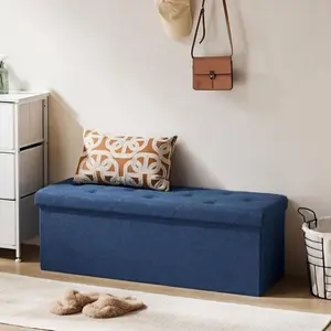 Foldable Storage Ottoman Bench 43in, Storage Chest Bench with Padded Seat & 35 Gallon Hidden Storage, 660lbs Capacity Foot Rest Stool for End of Bed Living Room Bedroom Entryway