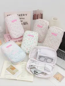Fashionable Portable Charging Bag, Cute Floral Design Storage Bag, Large Capacity Digital Organizer, Earphone Case, USB Cable Holder, Earphone Protective Cover