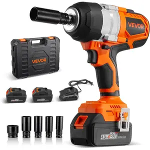 VEVOR Cordless Impact Wrench, 958.8 ft-lbs / 1300 N·m High Torque, 1/2 inch, 20V Electric Impact Wrench with Brushless Motor, 2 x 4Ah Batteries, Charger, 5 Sockets and Belt Clip, for Car Tire Truck