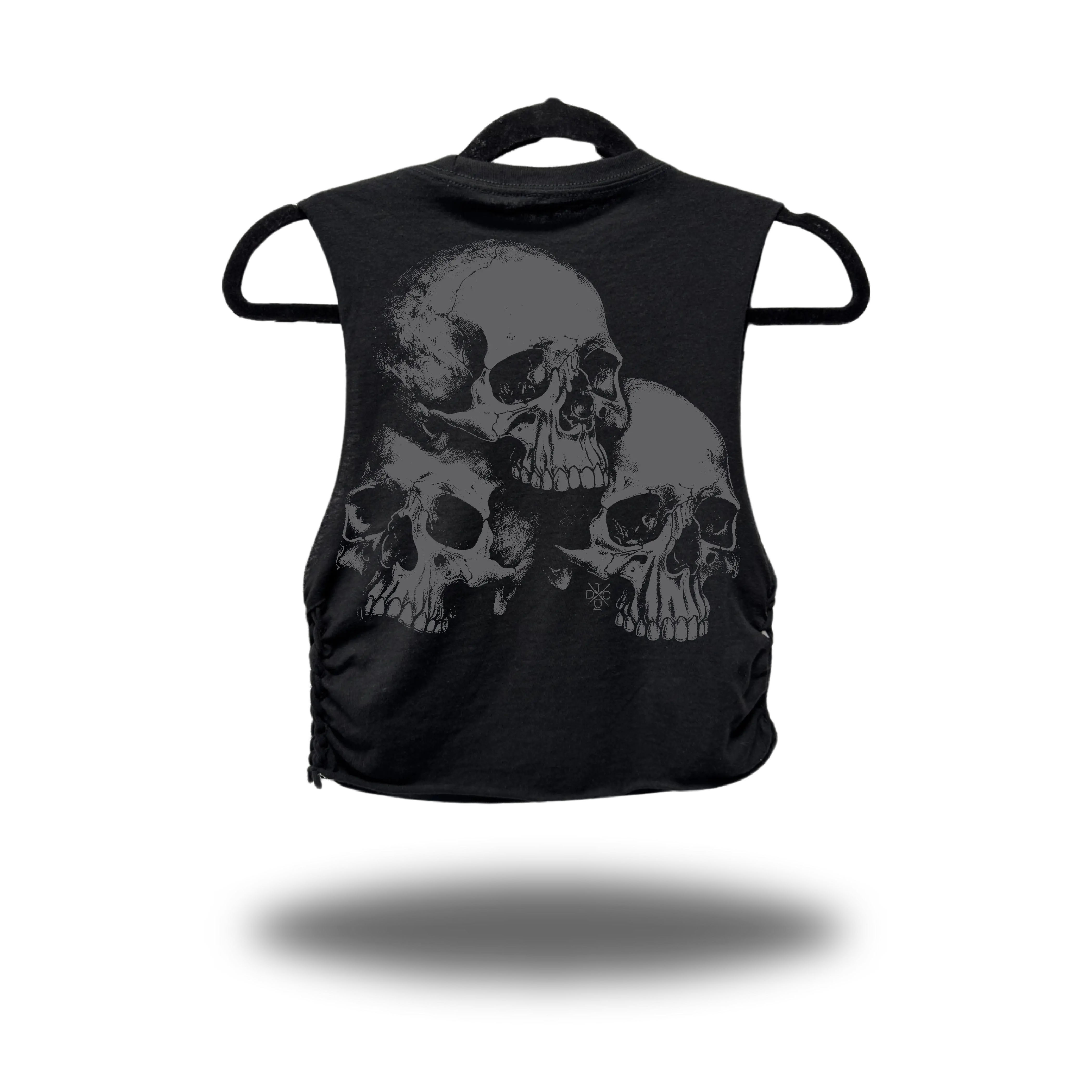 STACKED SOULS - BRAIDED ROAD RASH BLACK CROP TANK TOP