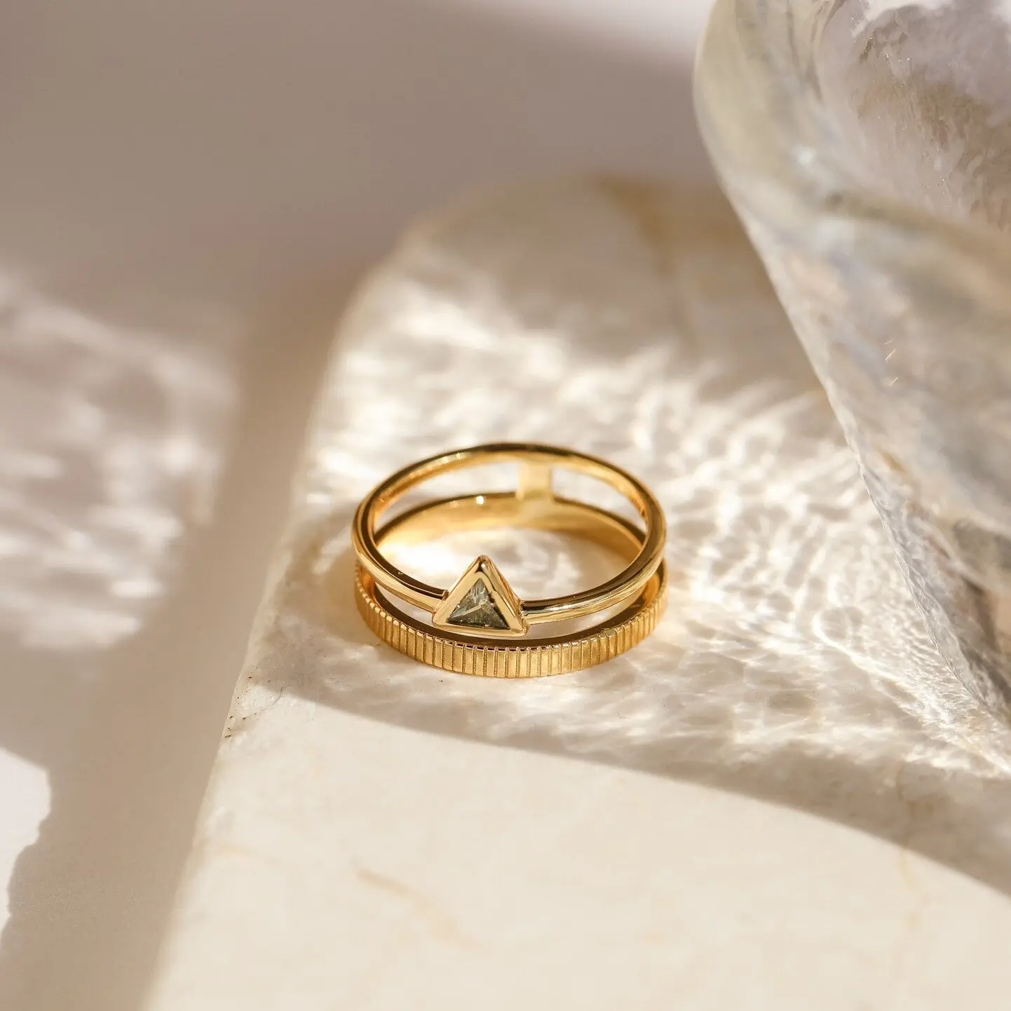 Jaida Peridot Duo Ring by Caitlyn Minimalist - Vintage Art Deco Green.Gemstone Ring - Gold Statement Jewelry - Best Friend Gift