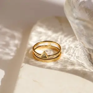 Jaida Peridot Duo Ring by Caitlyn Minimalist - Vintage Art Deco Green.Gemstone Ring - Gold Statement Jewelry - Best Friend Gift