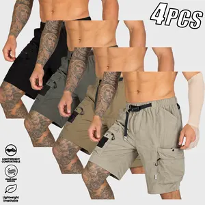 4PCS Trendy Men's Utility Cargo Shorts | Premium Nylon Construction Adjustable Buckle Waist Sturdy Stitching Perfect for Streetwear Outdoor#SummerVibes