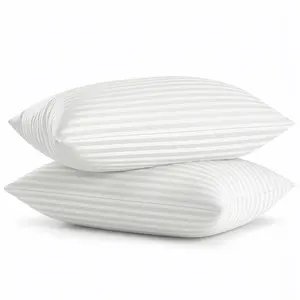 Utopia Bedding Premium Striped Bed Pillows for Back Stomach & Side Sleepers, ( 2 Pack ) - Polycotton Soft Breathable Covers, No-Shift Construction, White, Set of 2 - Polyester