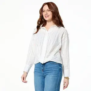 Tower Hill by Christie Brinkley Twist-Front Button-Down Blouse