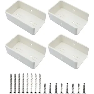 2″ x 3.5″ Vinyl Fence Brackets, Slotted Handrail Bracket Kit with Screws for Decking Railing, Mount to Wall or Other Vertical Flat Surface, Pack of 4