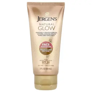 Jergens Natural Glow, Face Moisturizer, SPF 20, Medium to Deep, 2 fl oz (59 ml)