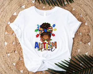 Afro Messy Bun Autism Mom T-shirt, Neurodiversity Shirt, Autism Support Tee, Autism Awareness Shirt, Autism Mom Life T-shirt, Awareness Month T-shirt, Autism Mother Shirt