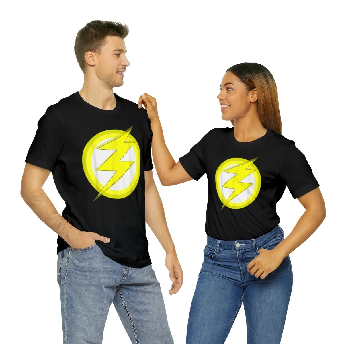 Lightning Bolt Men Cool Novelty Hipster Graphic T-Shirt, Yellow Lightning Strike Epic Tee