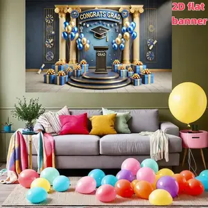 2D Flat 1 piece polyester backdrop, graduation ceremony layout, holiday banner, durable polyester fiber photography hanging cloth, background wall, suitable for middle and high school graduation ceremonies, graduation appreciation banquets