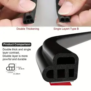 52.5 Ft Universal Car Door Seal Strip, Self Adhesive Double Layer 5-Hole Automotive Weather Stripping, Soundproof Rubber Seal for Cars, Trucks, SUVs, RVs & Hood Cover
