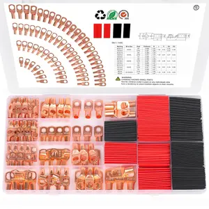 260 count Copper Wire Lugs,   Ends AWG 2 4 6 8 10 12 Gauge Wire Connectors with Heat Shrink Set, Ring Terminals Connectors   Lugs  Lugs with 140 count Heat Shrink Tubing Kit