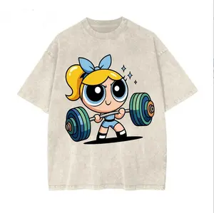 Bubleess #Powerpuffff Girls Gym T-Shirt, Cute Weightlifting Cartoon Shirt, Cartoon Character Shirt, Unisex Graphic Tee, Heavy Lifting Shirt, Gym Shirt, Gift for Fan #Powerpuffff