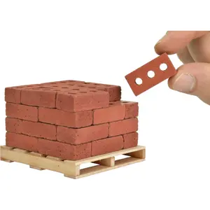 1:6 Scale Mini Cement Red Bricks with Pallet – Real Cement Dollhouse Bricks for Diorama, Model Train Layout, Mini Construction Projects, Mini Masonry Building Supplies – Handmade Small Batch USA