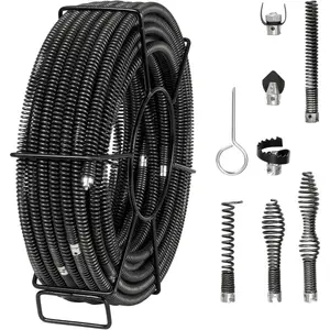 VEVOR Drain Cleaning Cable 66 FTx 5/8 Inch, Professional Sectional Drain Cleaner Cable with 7 Cutters for 0.8 to 3.9 Pipes for Hollow Core Sewer Cleaner Auger Sink, ToiletVEVOR Super Brand Day