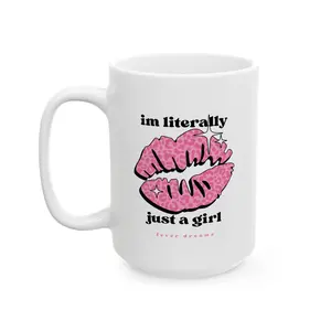 "Im literally just a girl" Mug | Pink Cheetah Lips Coffee Cup