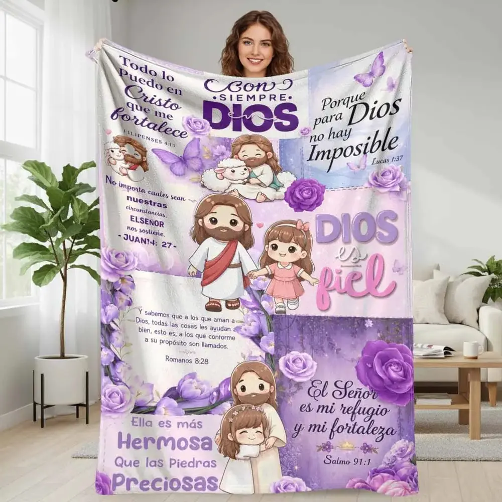 Inspirational Jesus Flannel Blanket Religious Faith Scripture Print UltraSoft Breathable Lightweight for Living Room Couch Sofa Decor Warm Bedding Throw for Prayer Worship Meditation Meaningful Spiritual Gift Housewarming Anniversary