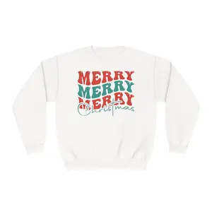 Cozy Merry Christmas Sweatshirt Fabric Menswear Soft Fleece Stylish Sweaters Tops Hoodie Pullover Crewneck Long Sleeve Casual Hoodie Polyester