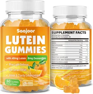 Lutein and Zeaxanthin Gummies Eye Vitamin Supplement with 40mg Lutein and 8mg Zeaxanthin to Support Macular Vision and Overall Eye Health Naturally Orange Flavor Blue Light Protection Vision Defense Nutrient Complex Chew