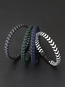 Men's Minimalist Temperament Plain Color Braided Bracelet, Casual Trendy Stackable Bracelets, Fashionable Jewelry for Daily & Party Decoration