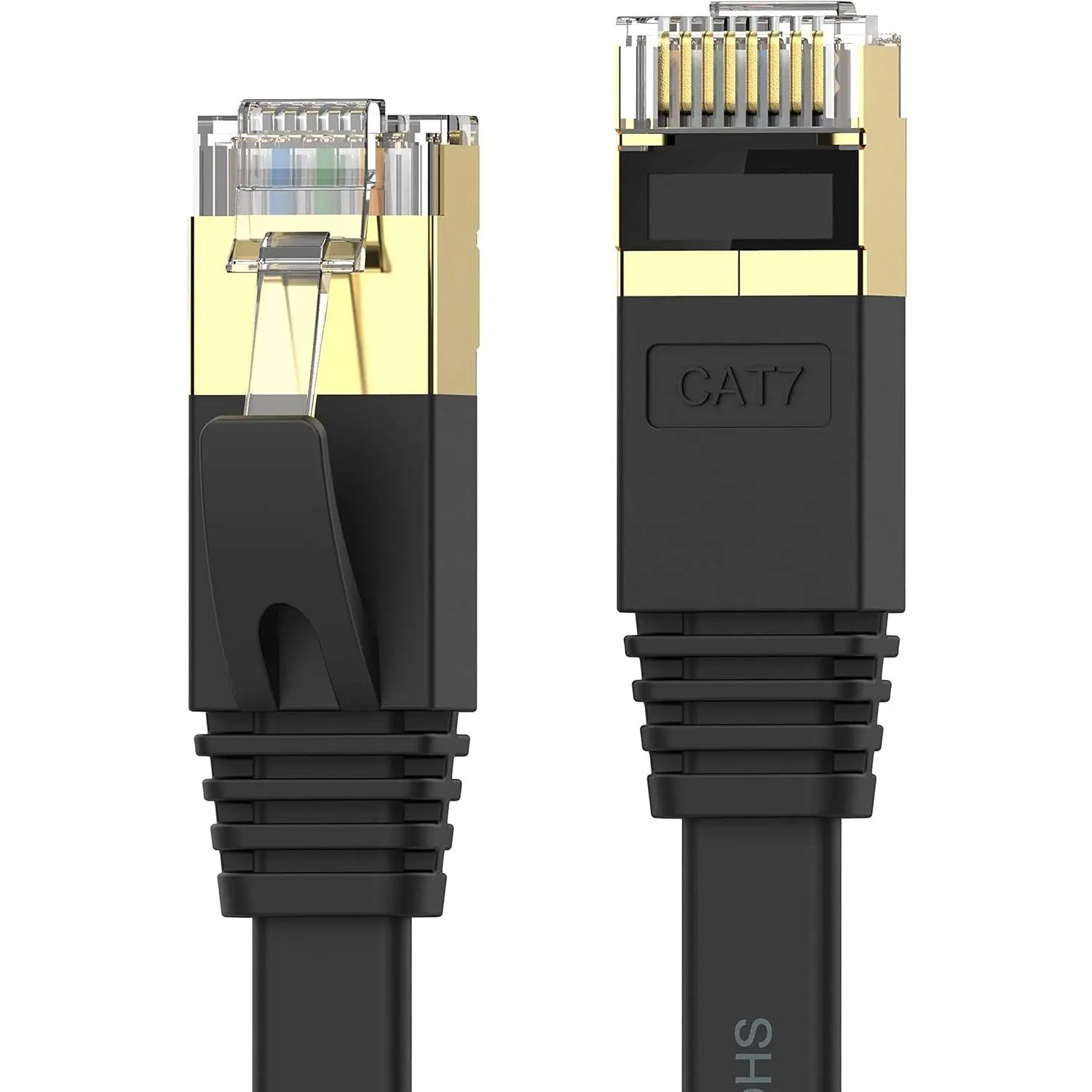 Shielded STP Ethernet Cable (7-Pack), 25ft High-Speed LAN Copper Wires, 10Gbps 600MHz RJ45 Weatherproof Flat Cord for Gaming, PS5/4/3, Modem