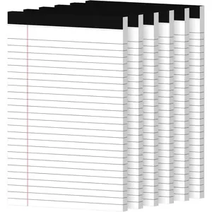 6 Pack 5x8 Narrow College Ruled Small Legal Notepads, 30 Sheets/Pack Perforated White Writing Pads for School, Memo, Note Taking, Teacher & Office Supplies