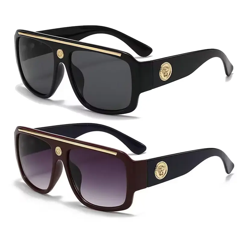 【Summervibes】2Pcs Unisex Full Rim Retro Aviator, Thick Frame Large Classic Vintage Style Sun Glasses, UV Protection Large Frame Beach Fashion Eyewear Accessory