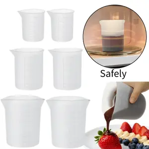 6Pcs Reusable Silicone Melting Cups, Scale Marked Measuring Cups with Pour Spout, Heat Resistant Baking Tools for Chocolate Candy Making DIY Dessert Kitchen Cooking Supplies