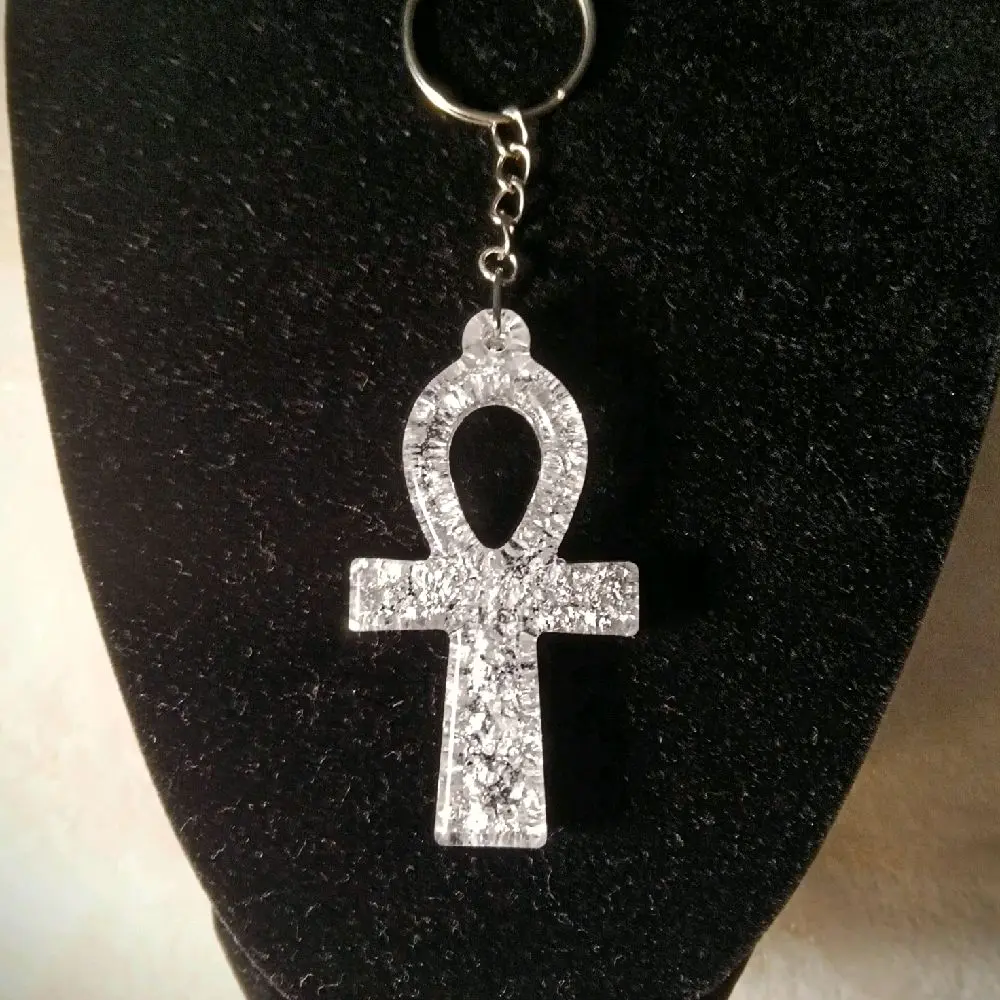 Silver Foil Resin Ankh Handmade Keychain - Stylish Design, Metallic Chain  (Fashion Costume Jewelry Accessory)