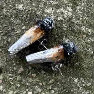 Sweetchibababy silver leaf novelty handmade joint earrings