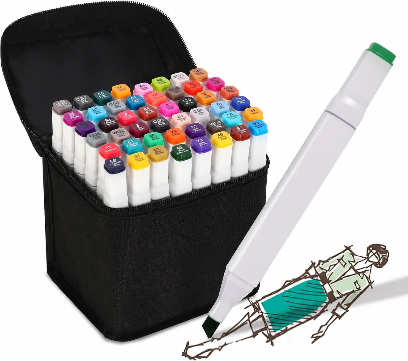 48 Dual-Tip Alcohol Markers for Kids & Adults - DIY Scrapbooking, Stamping, Sketching, Coloring Art Supplies