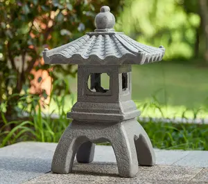 Glitzhome 16" MGO Concrette Finish Pagoda Garden Statue