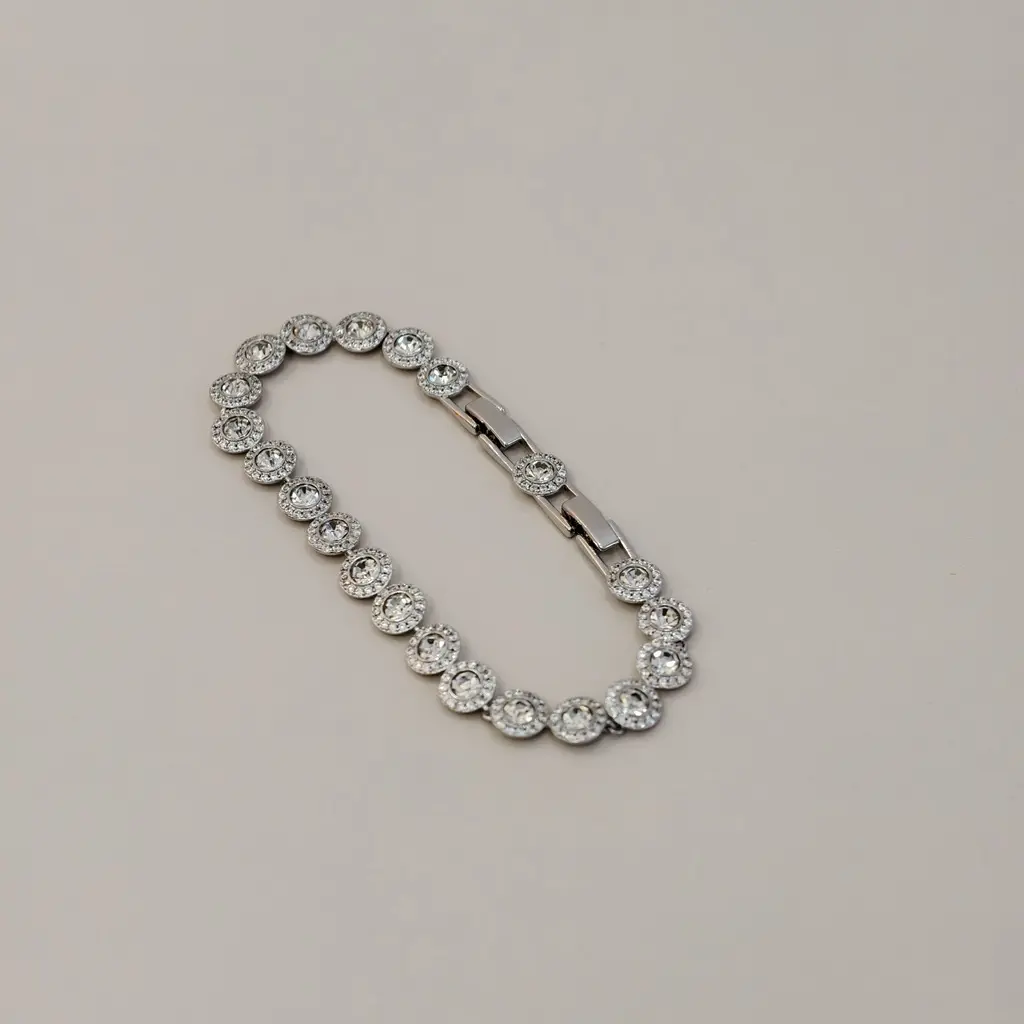 White gold full diamond button bracelet