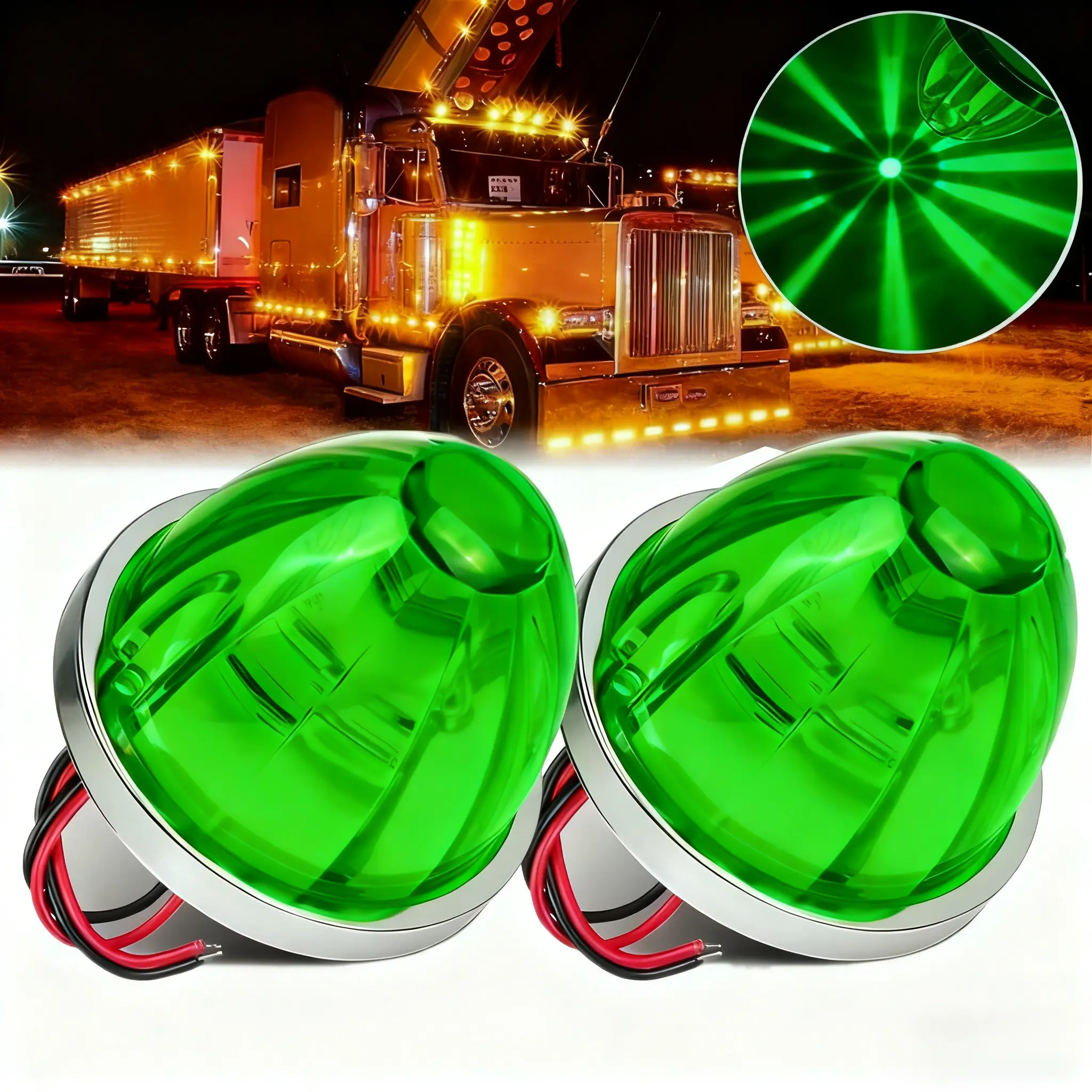2PCS LED Watermelon Lights - LED Blinker, Truck Car Side Marker Light, Pickup Truck Clearance Lamp, Turn Signal Indicator for Lorry Trailer (Festive Decorations)