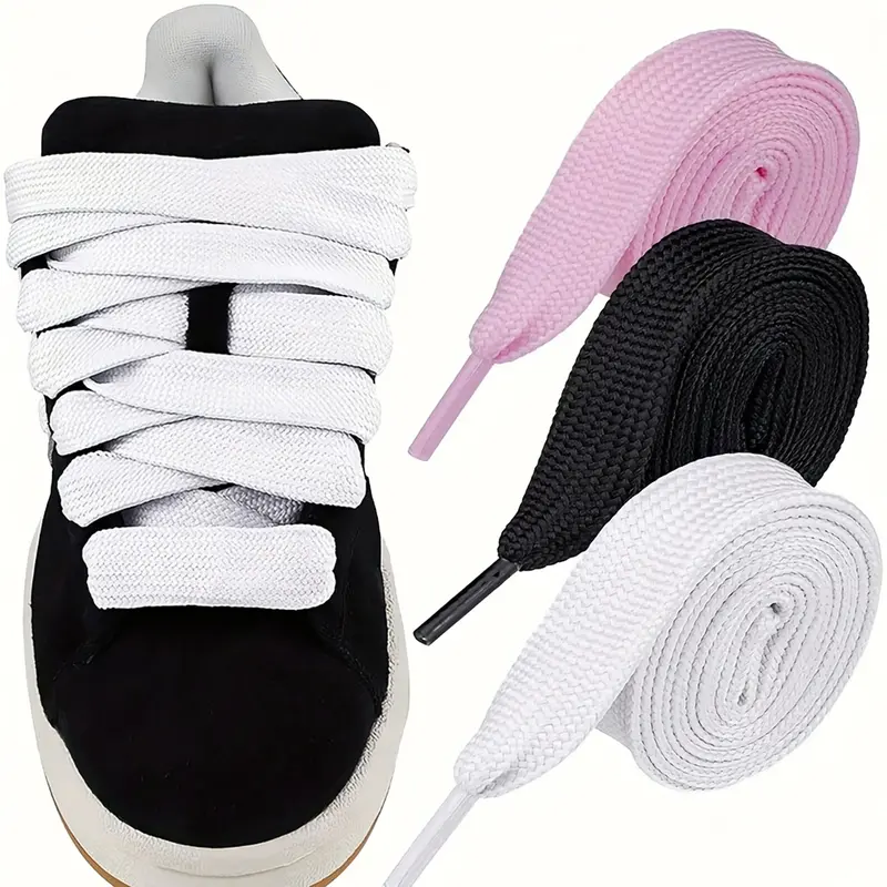 Solid Color 2 cm Wide Shoelaces, Suitable for Casual Shoes, Sports Shoes, Canvas Shoes, Shoelaces for Everyday Use, Shoe Laces for Sneakers