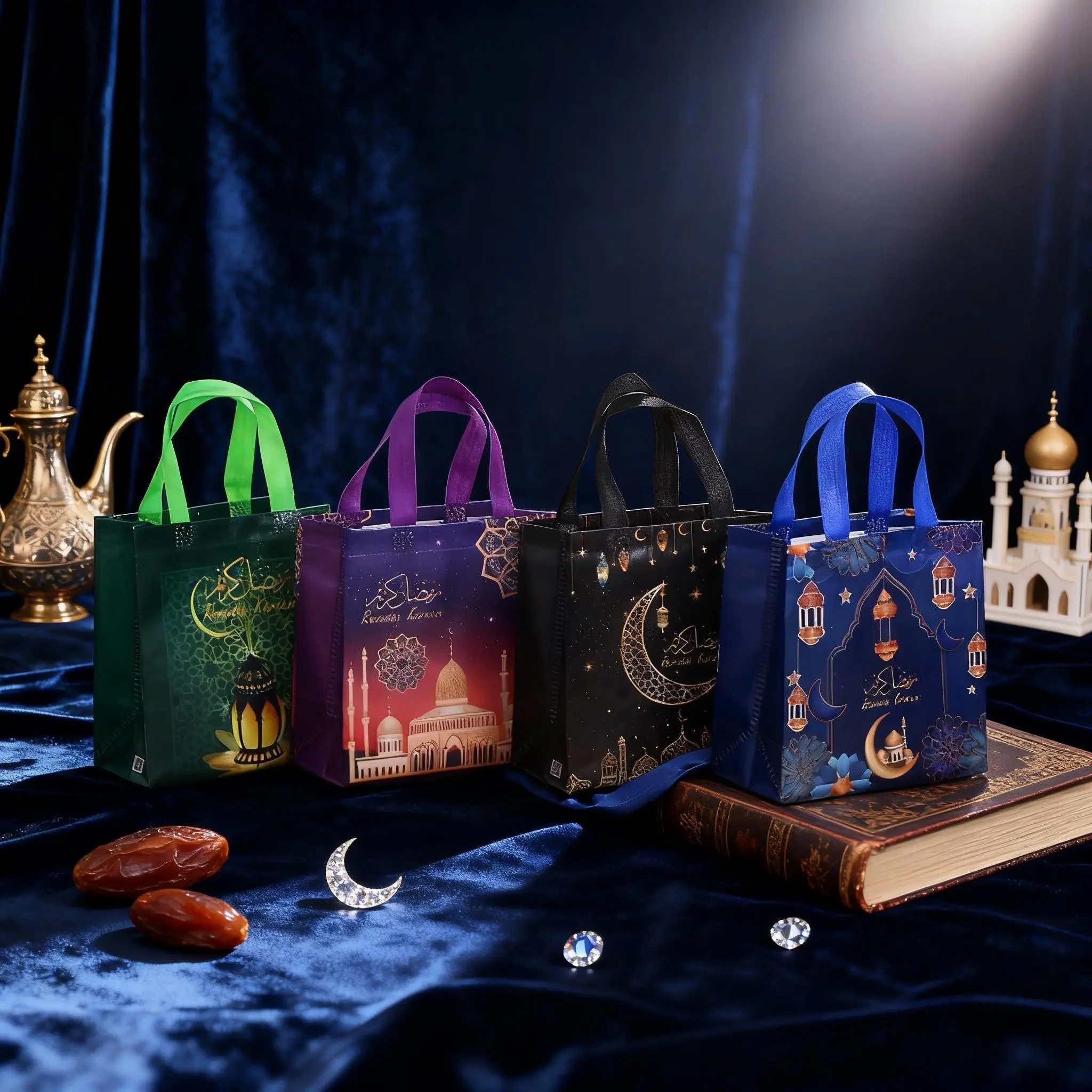 Elegant Non-Woven Gift Bag, Perfect for Ramadan Celebrations, Size 9x8.7x4.3 Inches, Ideal for Candy and Party Supplies
