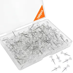 Clear Thumb Tack Set, 100pcs/box Transparent Plastic Head Thumb Tack, Multifunctional Pushpin for Bulletin Board, Soft Board, Map, Calendar, Photo