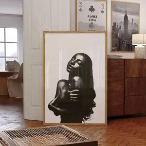Black and White Sade Print Unframed Vintage Art Poster, Artistic Photo Paper Wall Decor, Minimalistic Y2K 90s Retro Music-Themed Decoration for Adu Aesthetic Apartment Room, Hand Tape Set, Artwork, Multi-Size