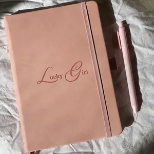 Lucky Girl Affirmation Journal - Pink Cover with Pen - Perfect for Daily Affirmations and Journaling