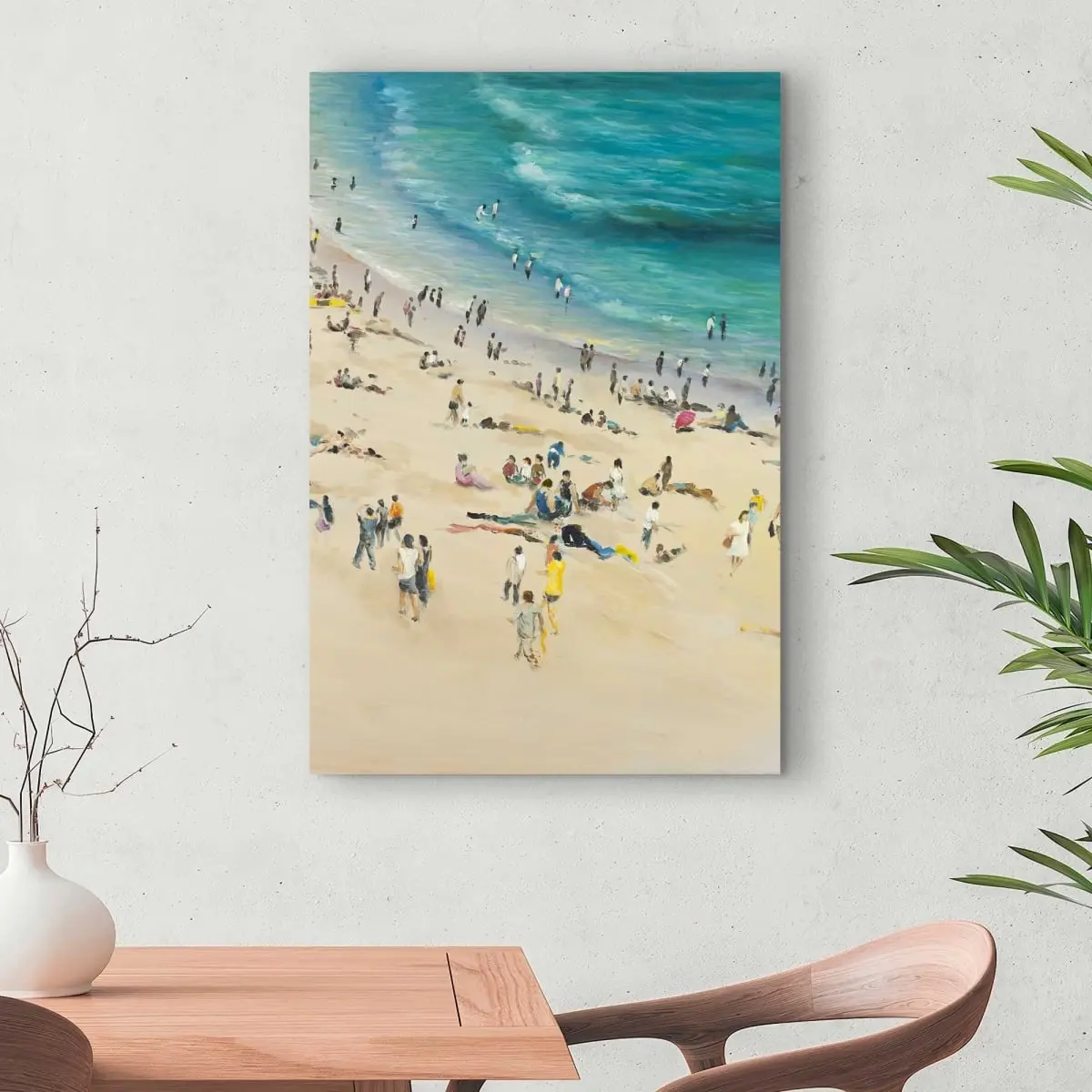 Begin Home Decor C1RC2436XFZUN9 24 x 36 in. Summer Crowd at the Beach - Turquoise Bedroom Canvas Art