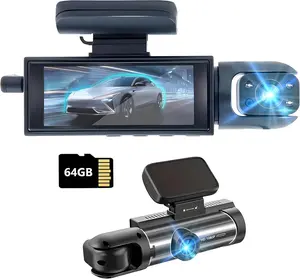 Dash Cam Front and Inside,Dashcams for Cars with G Card Traffic Recorder IR Night Vision Loop Recording GSensor Hr Parking Traffic Recorder(Front/Inside+G)