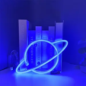Saturn LED Neon Light Sign - USB Powered Hanging Planet Wall Decor with On/Off Switch for Bedroom & Gaming Room Aesthetics