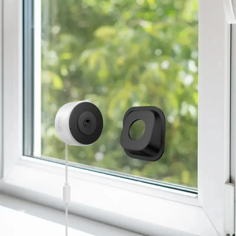 Luna Window Cam - 2K Wi-Fi Indoor Security Camera, Glass-Mount No-Drill Install, Sharp Outdoor View, Color Night Vision, AI Motion Detection, Included Angle Mount, Magnetic Easy Setup, Local Recording, Remote Access, Bluetooth ( Luna AI )