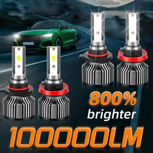 Pack of 4 9005-H11 Bulbs, 66000LM Super Bright 6500K Cool White 9005 & HB3 Powersport Bulbs with Fan, 60000+ Hrs, IP68, Easy Plug-N-Play, Driving Fog Spot Light