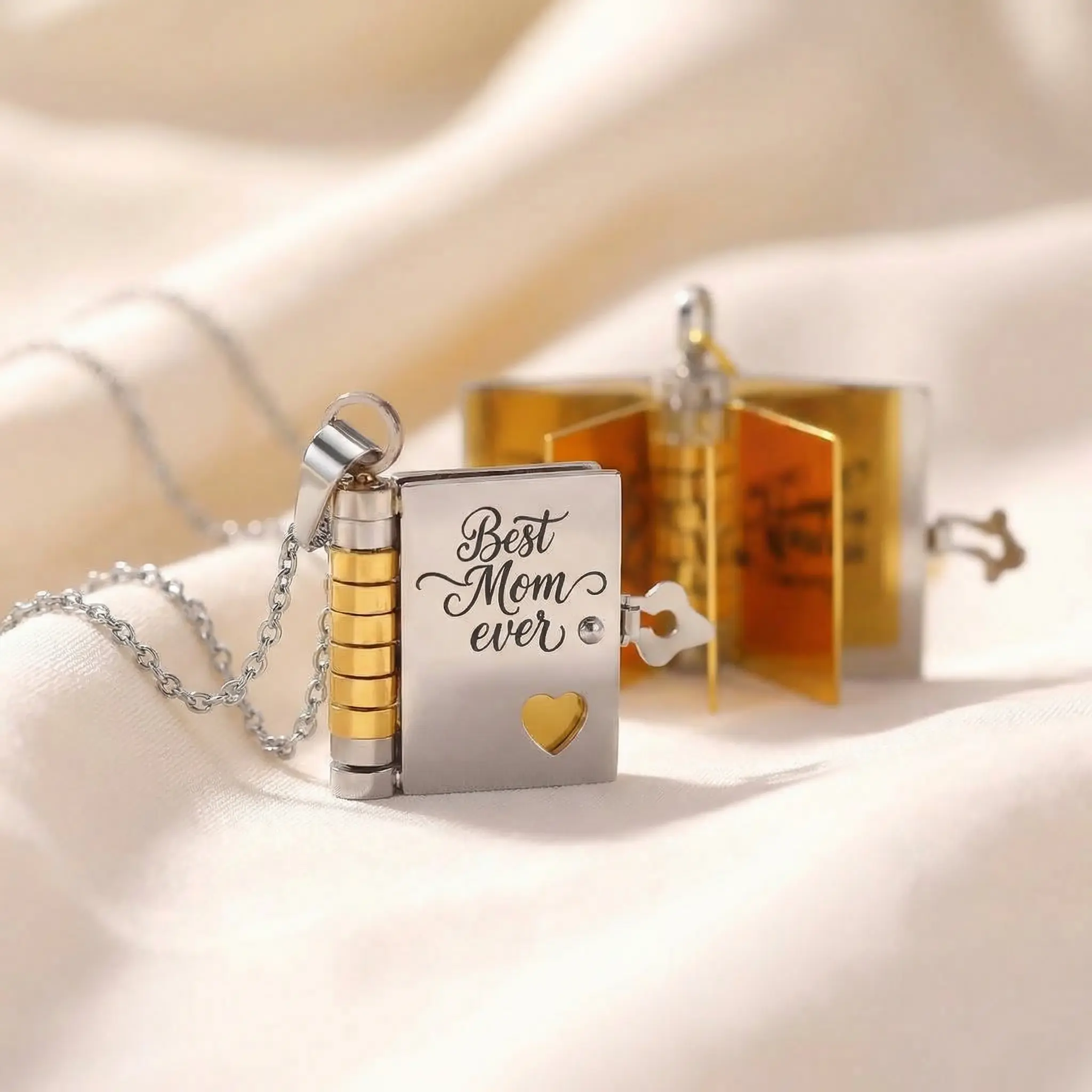 "Make Her Cry" Hidden Message Book Locket Necklace | For Mom from Daughter | Sentimental Mother's Day Gift summerwins Exquisite Jewelry Gift Exquisite Chain Jewelry mom birthday gifts tarnish proof jewelry